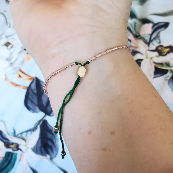 Stone and Beaded Pull String Bracelet Blue / Green - Picture 6 of 9